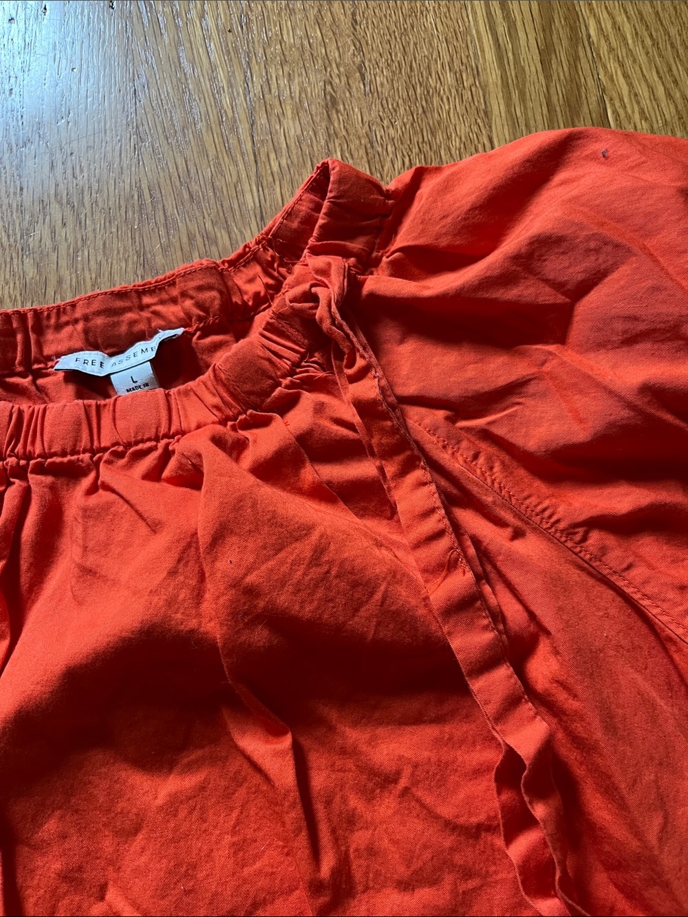 Women’s Puff Sleeve Peasant Top - Bright Orange - Picture 3 of 5